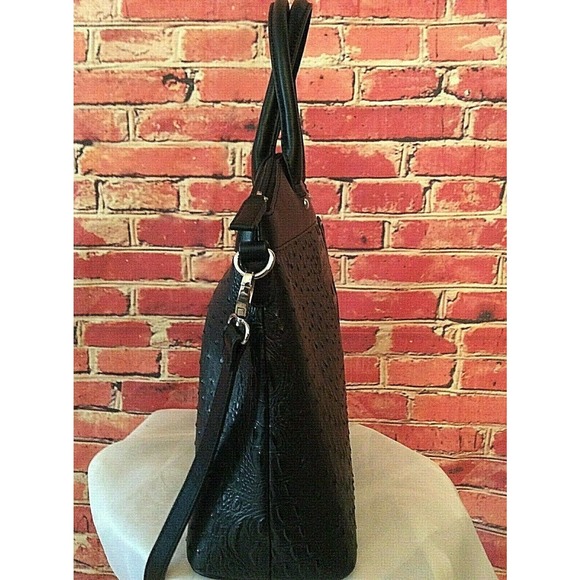 NWTPut It All in Here Vegan Leather Large Ostrich Print Tote Fashion Handbag Blk - Picture 7 of 12